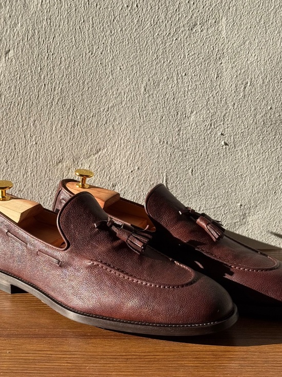 Brunello Cucinelli Tassel Loafers Brown Grained Leather EU 46 Unworn Made in Ita main image 7